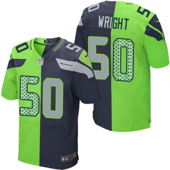 Nike Seahawks #50 K J Wright Steel Blue Green Mens Stitched NFL Elite Split Jersey Nike Seahawks #50 K J Wright Steel Blue Green Mens Stitched NFL Elite Split Jersey
