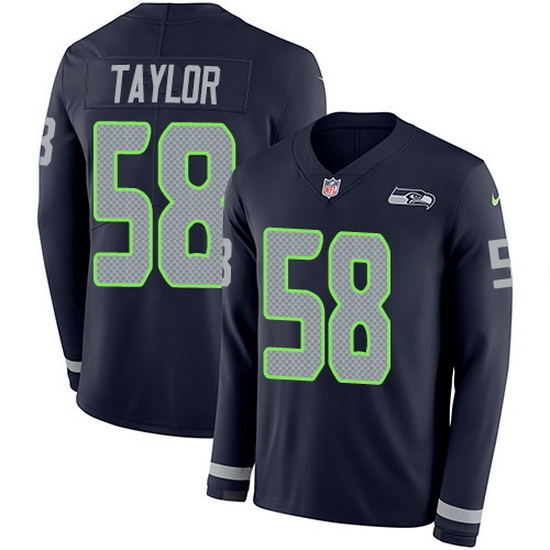 Nike Seahawks 58 Darrell Taylor Steel Blue Team Color Men Stitched NFL Limited Therma Long Sleeve Jersey Nike Seahawks 58 Darrell Taylor Steel Blue Team Color Men Stitched NFL Limited Therma Long Sleeve Jersey