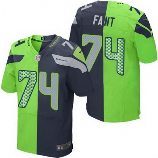 Nike Seahawks #74 George Fant Steel Blue Green Men Stitched NFL Elite Split Jersey Nike Seahawks #74 George Fant Steel Blue Green Men Stitched NFL Elite Split Jersey