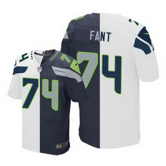 Nike Seahawks #74 George Fant White Steel Blue Men Stitched NFL Elite Split Jersey Nike Seahawks #74 George Fant White Steel Blue Men Stitched NFL Elite Split Jersey