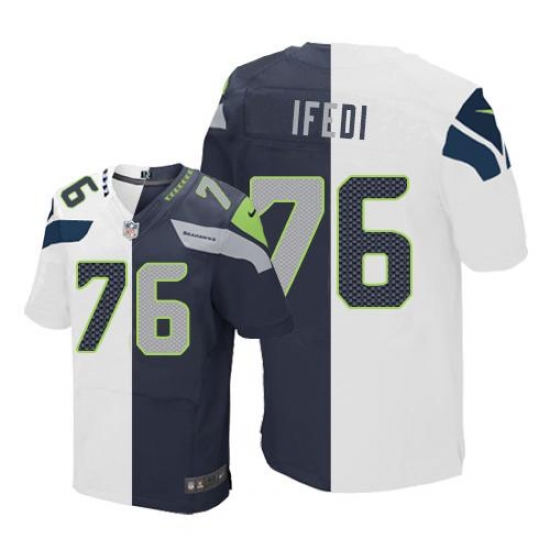 Nike Seahawks #76 Germain Ifedi White Steel Blue Mens Stitched NFL Elite Split Jersey Nike Seahawks #76 Germain Ifedi White Steel Blue Mens Stitched NFL Elite Split Jersey