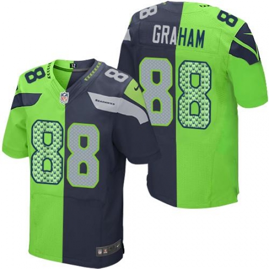 Nike Seahawks #88 Jimmy Graham Steel Blue Green Mens Stitched NFL Elite Split Jersey Nike Seahawks #88 Jimmy Graham Steel Blue Green Mens Stitched NFL Elite Split Jersey