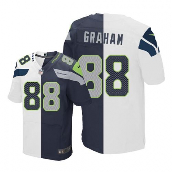 Nike Seahawks #88 Jimmy Graham White Steel Blue Mens Stitched NFL Elite Split Jersey Nike Seahawks #88 Jimmy Graham White Steel Blue Mens Stitched NFL Elite Split Jersey