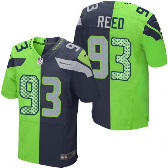 Nike Seahawks #93 Jarran Reed Steel Blue Green Mens Stitched NFL Elite Split Jersey Nike Seahawks #93 Jarran Reed Steel Blue Green Mens Stitched NFL Elite Split Jersey