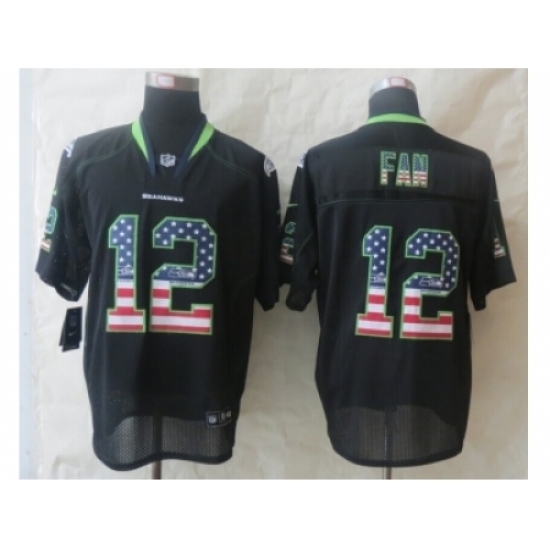 Nike Seattle Seahawks 12 Fan Black Elite USA Flag Fashion NFL Jersey Nike Seattle Seahawks 12 Fan Black Elite USA Flag Fashion NFL Jersey