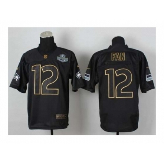 Nike Seattle Seahawks 12 fan black Elite gold lettering fashion NFL Jersey Nike Seattle Seahawks 12 fan black Elite gold lettering fashion NFL Jersey
