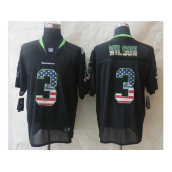 Nike Seattle Seahawks 3 Russell Wilson Black Elite USA Flag Fashion NFL Jersey Nike Seattle Seahawks 3 Russell Wilson Black Elite USA Flag Fashion NFL Jersey