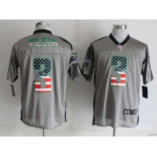 Nike Seattle Seahawks 3 Russell Wilson Grey Elite USA Flag Fashion Shadow NFL Jersey Nike Seattle Seahawks 3 Russell Wilson Grey Elite USA Flag Fashion Shadow NFL Jersey