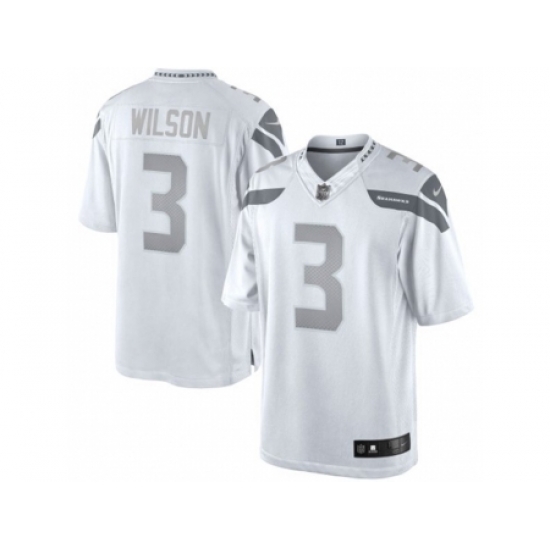 Nike Seattle Seahawks 3 Russell Wilson White Limited Platinum NFL Jersey Nike Seattle Seahawks 3 Russell Wilson White Limited Platinum NFL Jersey