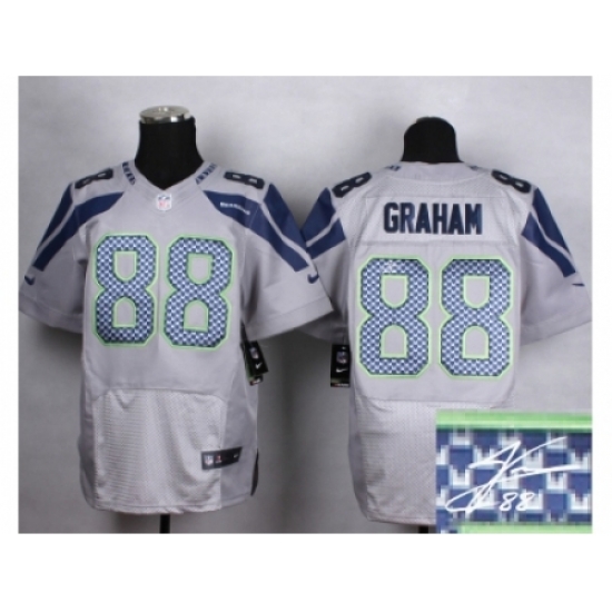 Nike Seattle Seahawks 88 Jimmy Graham Grey Elite Signature NFL Jersey Nike Seattle Seahawks 88 Jimmy Graham Grey Elite Signature NFL Jersey