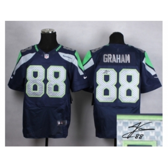 Nike Seattle Seahawks 88 Jimmy Graham blue Elite Signature NFL Jersey