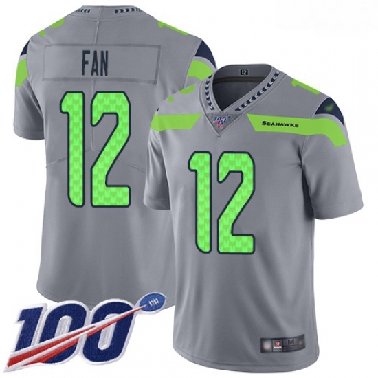 Seahawks 12 Fan Gray Men Stitched Football Limited Inverted Legend 100th Season Jersey Seahawks 12 Fan Gray Men Stitched Football Limited Inverted Legend 100th Season Jersey