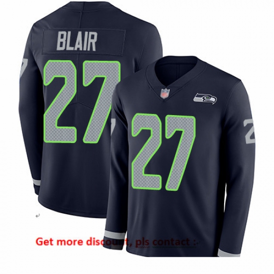 Seahawks 27 Marquise Blair Steel Blue Team Color Men Stitched Football Limited Therma Long Sleeve Jersey Seahawks 27 Marquise Blair Steel Blue Team Color Men Stitched Football Limited Therma Long Sleeve Jersey