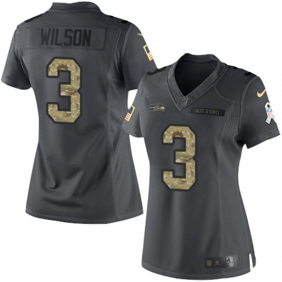 Nike Seahawks #3 Russell Wilson Black Womens Stitched NFL Limited 2016 Salute to Service Jersey Nike Seahawks #3 Russell Wilson Black Womens Stitched NFL Limited 2016 Salute to Service Jersey