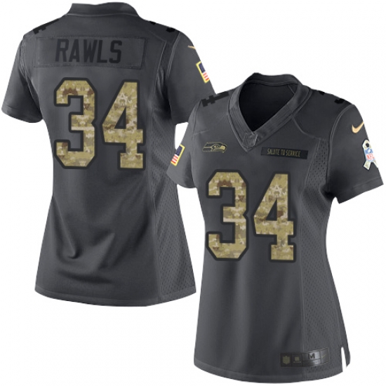 Nike Seahawks #34 Thomas Rawls Black Womens Stitched NFL Limited 2016 Salute to Service Jersey Nike Seahawks #34 Thomas Rawls Black Womens Stitched NFL Limited 2016 Salute to Service Jersey