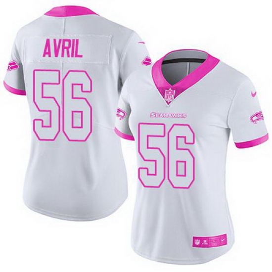 Nike Seahawks #56 Cliff Avril White Pink Womens Stitched NFL Limited Rush Fashion Jersey Nike Seahawks #56 Cliff Avril White Pink Womens Stitched NFL Limited Rush Fashion Jersey