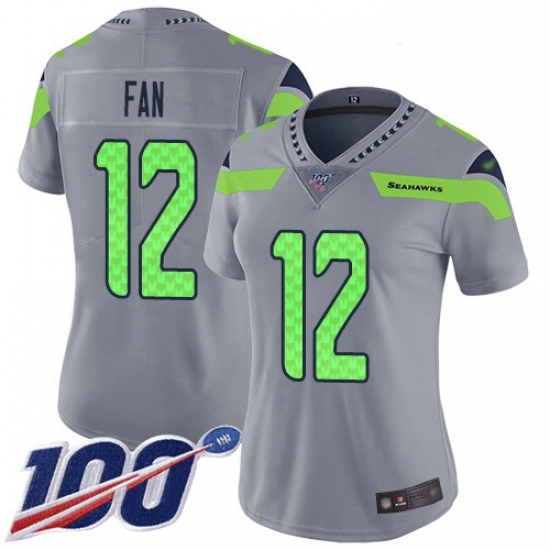 Seahawks #12 Fan Silver Women Stitched Football Limited Inverted Legend 100th Season Jersey Seahawks #12 Fan Silver Women Stitched Football Limited Inverted Legend 100th Season Jersey