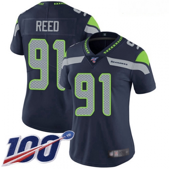 Seahawks #91 Jarran Reed Steel Blue Team Color Women Stitched Football 100th Season Vapor Limited Jersey Seahawks #91 Jarran Reed Steel Blue Team Color Women Stitched Football 100th Season Vapor Limited Jersey