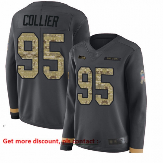 Seahawks 95 L J Collier Anthracite Salute to Service Women Stitched Football Limited Therma Long Sleeve Jersey Seahawks 95 L J Collier Anthracite Salute to Service Women Stitched Football Limited Therma Long Sleeve Jersey
