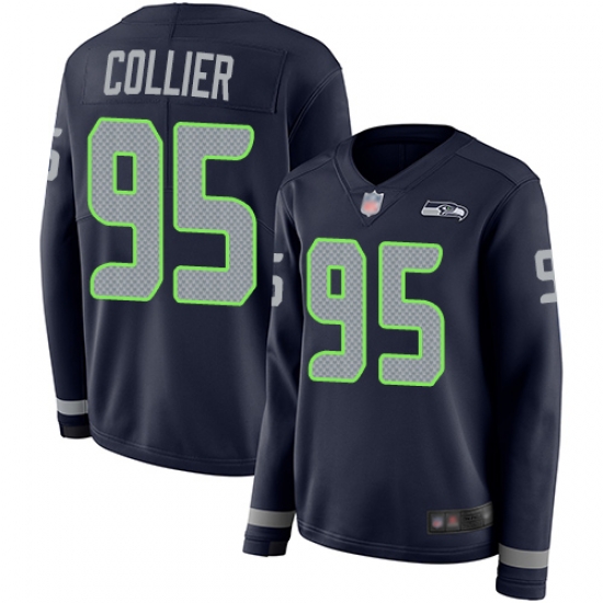 Seahawks 95 L J Collier Steel Blue Team Color Women Stitched Football Limited Therma Long Sleeve Jersey Seahawks 95 L J Collier Steel Blue Team Color Women Stitched Football Limited Therma Long Sleeve Jersey