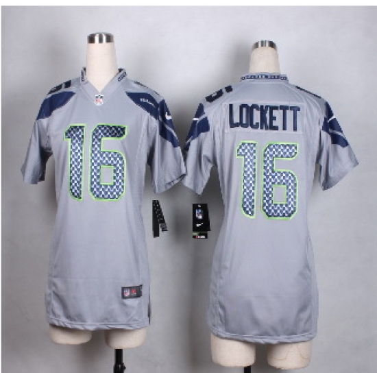 Women Nike Seahawks #16 Tyler Lockett Grey Alternate Stitched NFL Elite Jersey Women Nike Seahawks #16 Tyler Lockett Grey Alternate Stitched NFL Elite Jersey