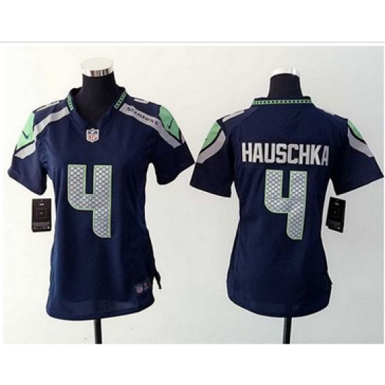 Women Nike Seahawks #4 Steven Hauschka Steel Blue Team Color Stitched NFL Elite Jersey Women Nike Seahawks #4 Steven Hauschka Steel Blue Team Color Stitched NFL Elite Jersey