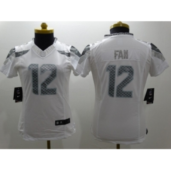 Women Nike Seattle Seahawks #12 Fan Platinum White Jerseys Women Nike Seattle Seahawks #12 Fan Platinum White Jerseys