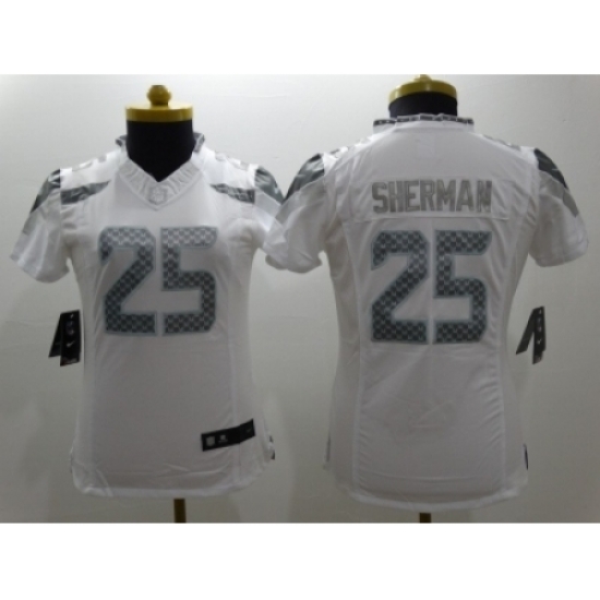 Women Nike Seattle Seahawks #25 sherman Platinum White Jerseys Women Nike Seattle Seahawks #25 sherman Platinum White Jerseys