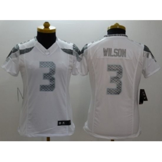 Women Nike Seattle Seahawks #3 Russell Wilson Platinum White Jerseys Women Nike Seattle Seahawks #3 Russell Wilson Platinum White Jerseys