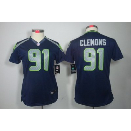 Women Nike Seattle Seahawks #91 Chris Clemons Blue Color NFL LIMITED Jerseys Women Nike Seattle Seahawks #91 Chris Clemons Blue Color NFL LIMITED Jerseys
