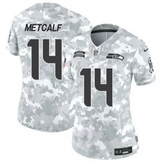Women Seattle Seahawks 14 DK Metcalf 2024 F U S E Arctic Camo Salute To Service Limited Stitched Football Jersey Women Seattle Seahawks 14 DK Metcalf 2024 F U S E Arctic Camo Salute To Service Limited Stitched Football Jersey