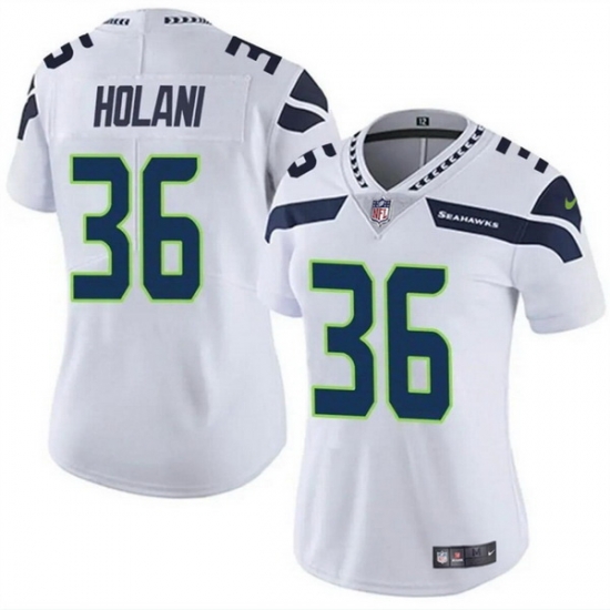 Women Seattle Seahawks 36 George Holani White Vapor Limited Stitched Football Jersey Women Seattle Seahawks 36 George Holani White Vapor Limited Stitched Football Jersey