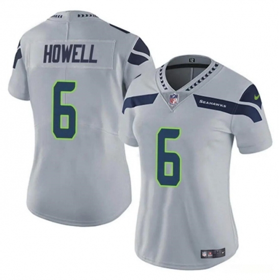 Women Seattle Seahawks 6 Sam Howell Grey Vapor Limited Stitched Football Jersey Women Seattle Seahawks 6 Sam Howell Grey Vapor Limited Stitched Football Jersey