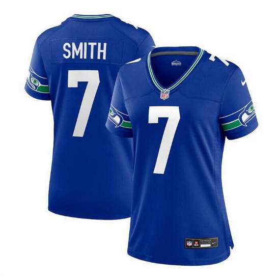 Women Seattle Seahawks 7 Geno Smith Royal Throwback Player Stitched Game Jersey Run Small Women Seattle Seahawks 7 Geno Smith Royal Throwback Player Stitched Game Jersey Run Small