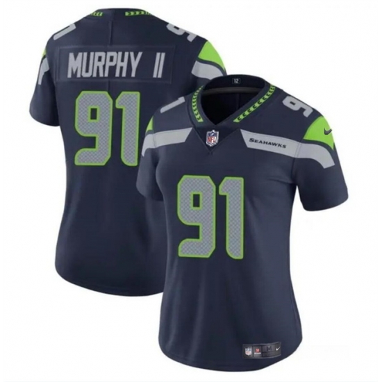 Women Seattle Seahawks 91 Byron Murphy II 2024 Draft Navy Vapor Limited Stitched Football Jersey Women Seattle Seahawks 91 Byron Murphy II 2024 Draft Navy Vapor Limited Stitched Football Jersey