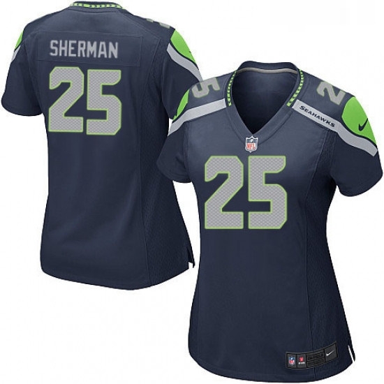 Womens Nike Seattle Seahawks 25 Richard Sherman Game Steel Blue Team Color NFL Jersey Womens Nike Seattle Seahawks 25 Richard Sherman Game Steel Blue Team Color NFL Jersey
