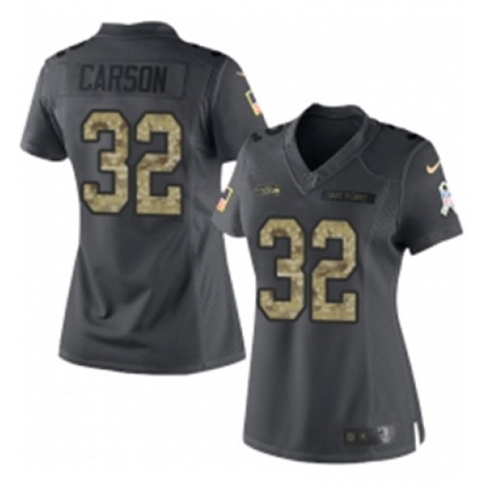 Womens Nike Seattle Seahawks 32 Chris Carson Limited Black 2016 Salute to Service NFL Jersey Womens Nike Seattle Seahawks 32 Chris Carson Limited Black 2016 Salute to Service NFL Jersey