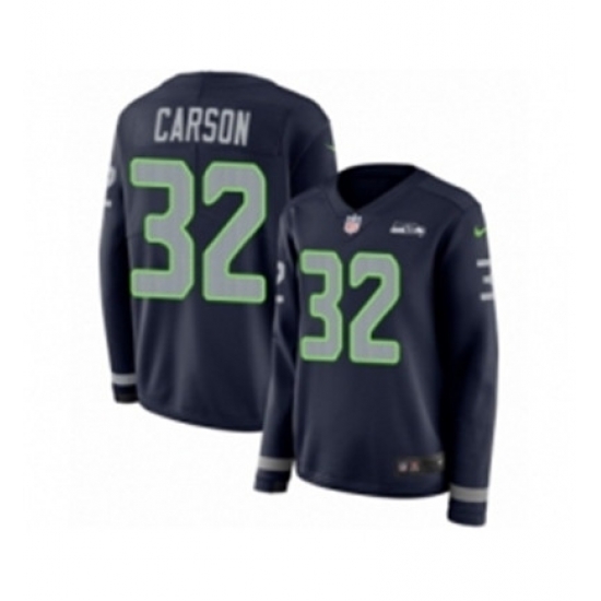 Womens Nike Seattle Seahawks 32 Chris Carson Limited Navy Blue Therma Long Sleeve NFL Jersey Womens Nike Seattle Seahawks 32 Chris Carson Limited Navy Blue Therma Long Sleeve NFL Jersey