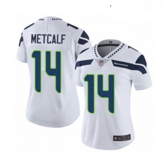 Womens Seattle Seahawks 14 DK Metcalf White Vapor Untouchable Limited Player Football Jersey Womens Seattle Seahawks 14 DK Metcalf White Vapor Untouchable Limited Player Football Jersey