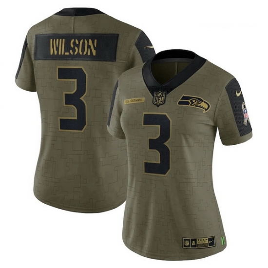 Women's Seattle Seahawks Russell Wilson Nike Olive 2021 Salute To Service Limited Player Jersey Women's Seattle Seahawks Russell Wilson Nike Olive 2021 Salute To Service Limited Player Jersey