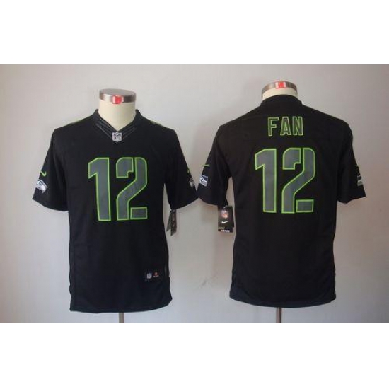 Nike Seahawks #12 Fan Black Impact Youth Stitched NFL Limited Jersey Nike Seahawks #12 Fan Black Impact Youth Stitched NFL Limited Jersey