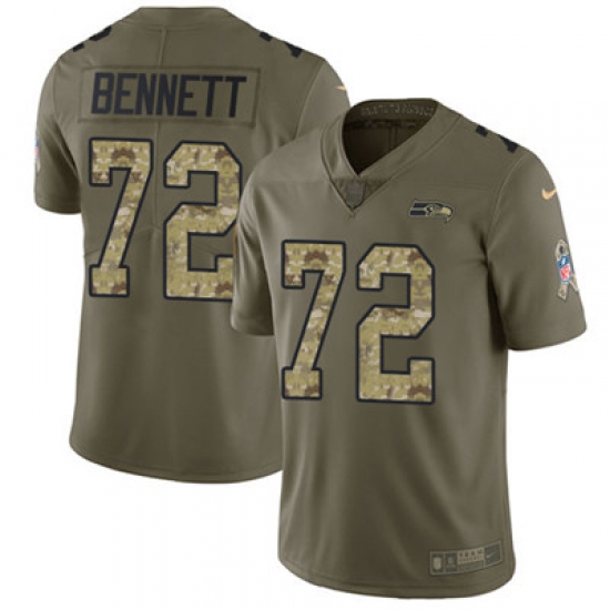 Youth Nike Seahawks #72 Michael Bennett Olive Camo Stitched NFL Limited 2017 Salute to Service Jersey Youth Nike Seahawks #72 Michael Bennett Olive Camo Stitched NFL Limited 2017 Salute to Service Jersey