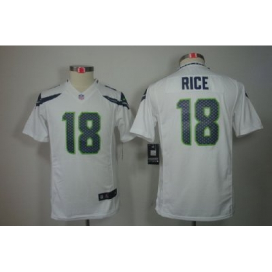 Youth Nike Seattle Seahawks 18# Sidney Rice White Color[Youth Limited Jerseys]