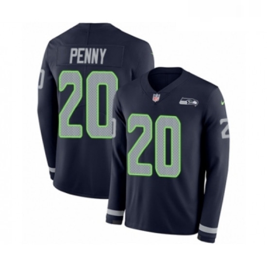 Youth Nike Seattle Seahawks 20 Rashaad Penny Limited Navy Blue Therma Long Sleeve NFL Jersey Youth Nike Seattle Seahawks 20 Rashaad Penny Limited Navy Blue Therma Long Sleeve NFL Jersey
