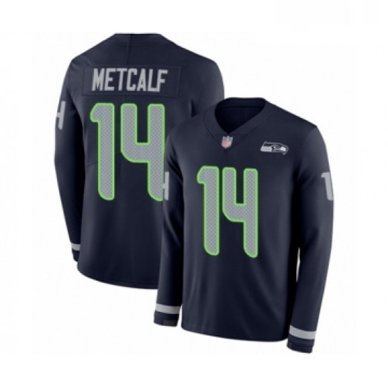 Youth Seattle Seahawks 14 DK Metcalf Limited Navy Blue Therma Long Sleeve Football Jersey Youth Seattle Seahawks 14 DK Metcalf Limited Navy Blue Therma Long Sleeve Football Jersey