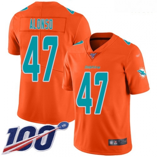 Dolphins 47 Kiko Alonso Orange Men Stitched Football Limited Inverted Legend 100th Season Jersey Dolphins 47 Kiko Alonso Orange Men Stitched Football Limited Inverted Legend 100th Season Jersey