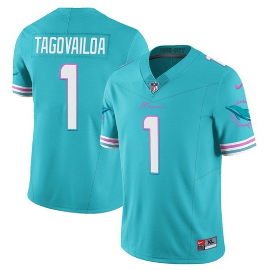 Men Miami Dolphins 1 Tua Tagovailoa Aqua 2023 F U S E Alternate Vapor Limited Stitched Football Jersey Men Miami Dolphins 1 Tua Tagovailoa Aqua 2023 F U S E Alternate Vapor Limited Stitched Football Jersey