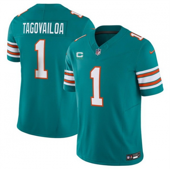 Men Miami Dolphins 1 Tua Tagovailoa Aqua 2023 F U S E Alternate With 3 Star C Patch Vapor Limited Stitched Football Jersey Men Miami Dolphins 1 Tua Tagovailoa Aqua 2023 F U S E Alternate With 3 Star C Patch Vapor Limited Stitched Football Jersey