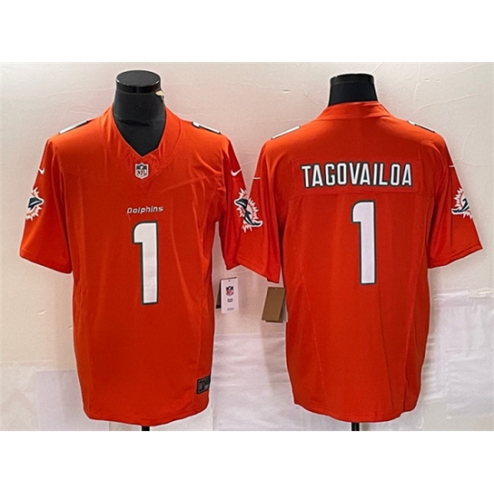 Men Miami Dolphins 1 Tua Tagovailoa Orange 2023 F U S E Vapor Limited Stitched Football Jersey Men Miami Dolphins 1 Tua Tagovailoa Orange 2023 F U S E Vapor Limited Stitched Football Jersey