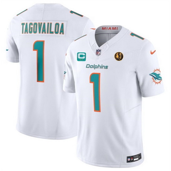 Men Miami Dolphins 1 Tua Tagovailoa White 2023 F U S E With 2 Star C Patch And John Madden Patch Vapor Limited Stitched Football Jersey Men Miami Dolphins 1 Tua Tagovailoa White 2023 F U S E With 2 Star C Patch And John Madden Patch Vapor Limited Stitched Football Jersey